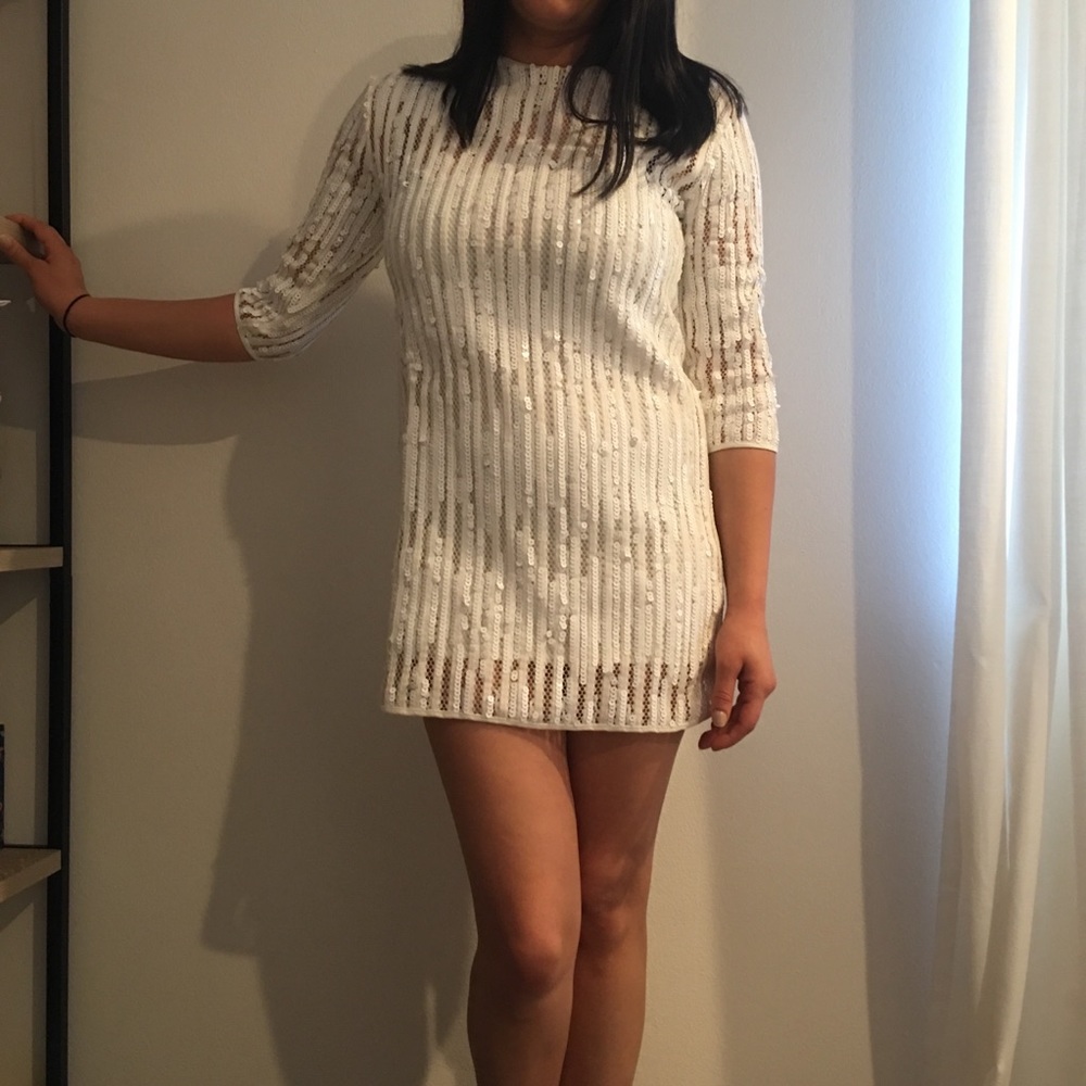Zara white sequin bachelorette mini dress size S